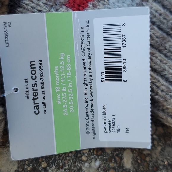 Carter's Moose Zipper Front Sweater Christmas Winter 18 mos New - Picture 8 of 8